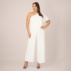 NWT Adrianna Papell Plus Size Flutter One Shoulder Jumpsuit In Ivory Size 20